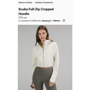 NEW LULULEMON Scuba Full Zip Cropped Hoodie size 2 Bone Jacket FREE SHIP